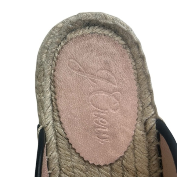 J. Crew Black Leather Slip On Espadrilles Mules Shoes Women SZ 7.5 Preppy Boho - Picture 6 of 13